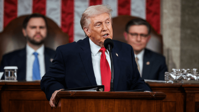 Donald Trump Iran News update 2026: Donald Trump giving a speech about US-Iran conflict