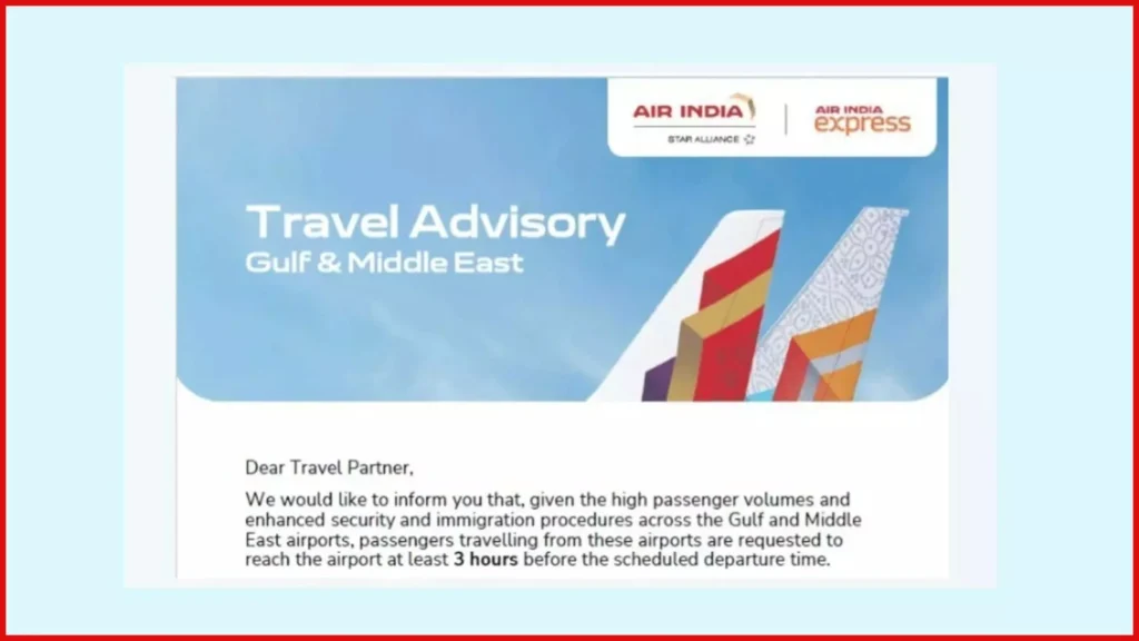 Air India Gulf travel advisory
