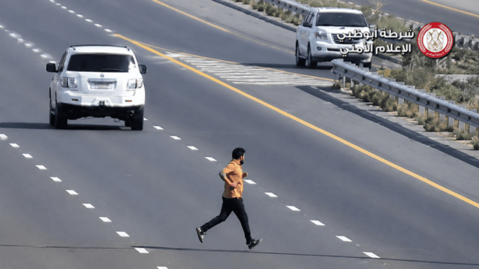 Abu Dhabi Police illegal road crossing fines