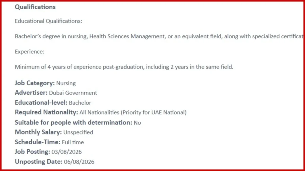 Nurse Jobs in Dubai Government