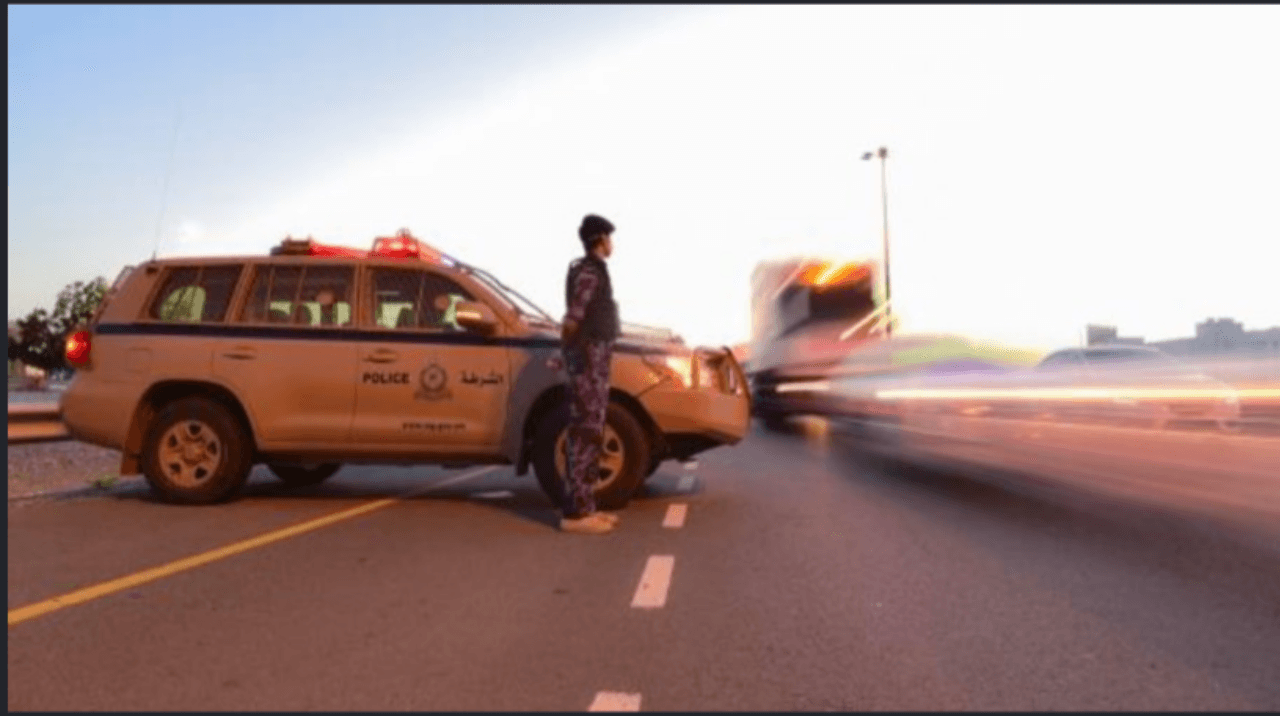 Oman Police Truck Warning