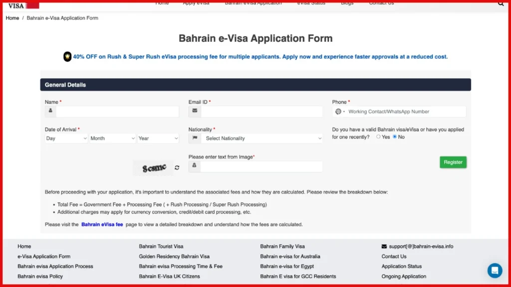 Bahrain Family Visa Online Application Method