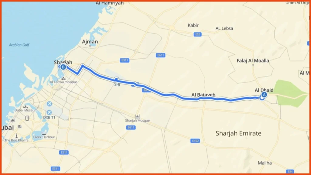 Sharjah Etihad Rail Bus Route